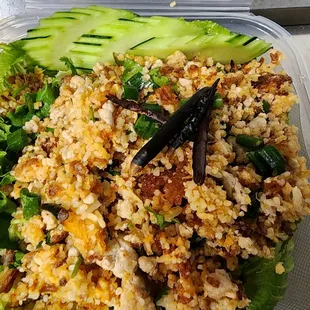 Nam Khao. With chicken or pork