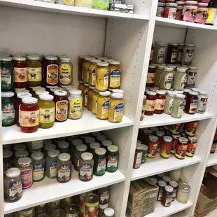 shelves of food items