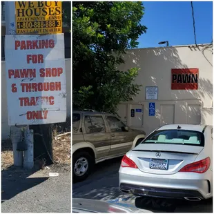Street parking only.  The 4 tandem spots in the back are for the pawn shop and Chick Fil-A blocks off alley access