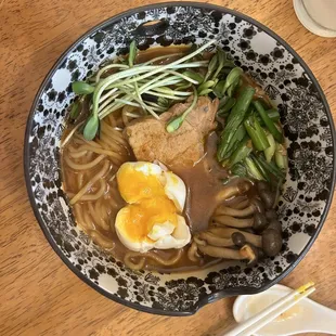 Ramen Inspired (i'm no chef and have never learned traditional ingredients or techniques but this is my rendition of Shoyu Ramen)