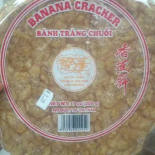 a banana cracker in a package