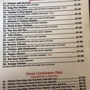Dinner menu page 3 prices may change