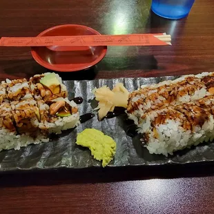 Peanut Avocado Roll and Sweet Potato Roll