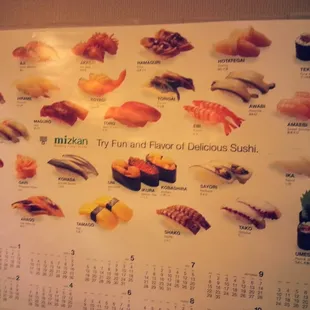 Sushi calender