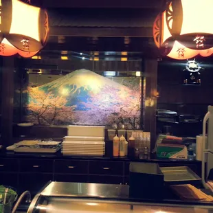 Cool wall art behind the sushi bar  ^_^