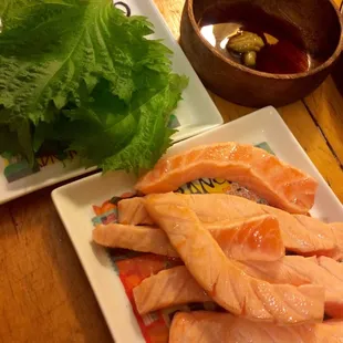 Melt in your mouth Seared salmon! This lil shop and owner lady make our hearts smile. Thank you!