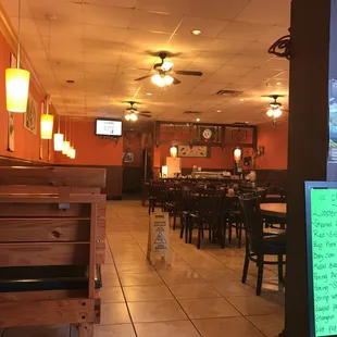 a menu on the wall