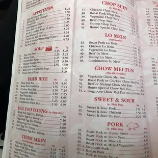 menu