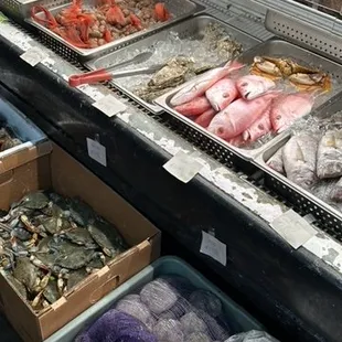 Seafood on ice, crabs not on ice...