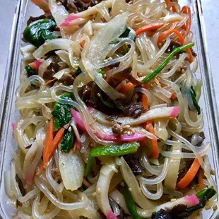 Jabche (sweet potato noodles), to go item - too salty to our tastes.   10/13/18