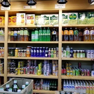 Shelves full of Asian drinks. Hope you&apos;re feeling thirsty!