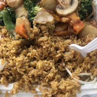 Shrimp with Mixed Vegetables combination platter