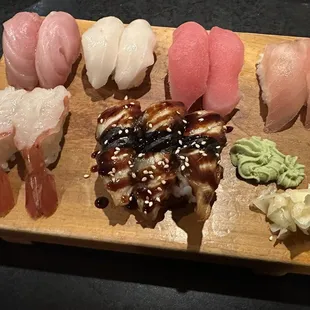 Nigiri Yellowtail, Escolar, Tuna, Albacore     Sweet Shrimp, Eel