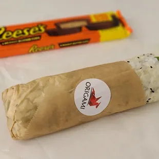 Origami Roll, DOUBLE-Sized (King Size Reese's for perspective). WELL worth the upgrade...