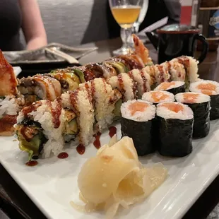 From left to right: Dragon, Grilled Spicy Sake, Sake Maki