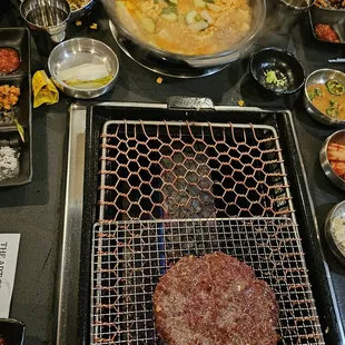 a steak on a grill