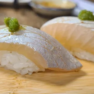 Amberjack Sashimi  hint of soy and a bit of thai chilli sauce