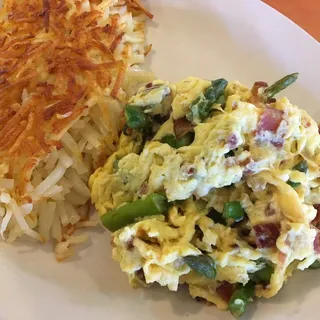 Bacon, Asparagus & Goat Cheese Scramble