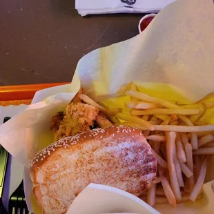 A 4 piece chicken tenders plate.