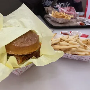 Chicken Original Tender Sandwich and Fresh Cut Fries