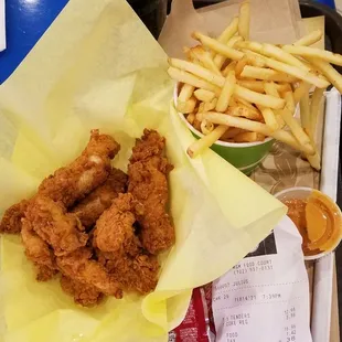 This is the 5 piece chicken tenders with fries ($12.98 plus tax) &amp; regular Coke ($3.98 plus tax).