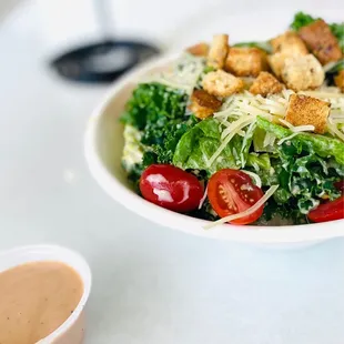 Caesar salad with added steak.