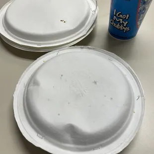 The take out boxes are two plates stapled together as seen here.