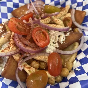 Mediterranean nachos w chick peas