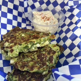 Zucchini feta fritters