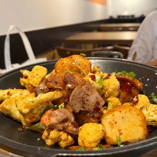 a plate of food in a restaurant