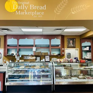 a display of bread and pastries