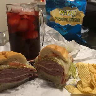 Better Made wavy potato chips, Faygo rock &amp; rye and an 18-layer sub on a soft roll.... THE DETROIT LUNCH!!!!!! All local......