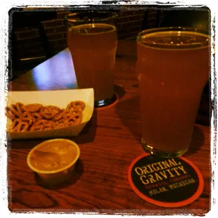 Two Wheeler Witbier goes great with pretzels and peanut butter!