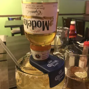 My custom drink modelo-Rita good friendly service I have been here multiple times food is fresh and good I recommend.