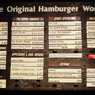 a menu for the original hamburger works