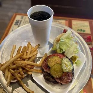 a plate of fries and a cup of coffee