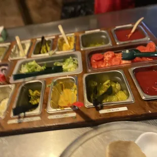 a variety of condiments