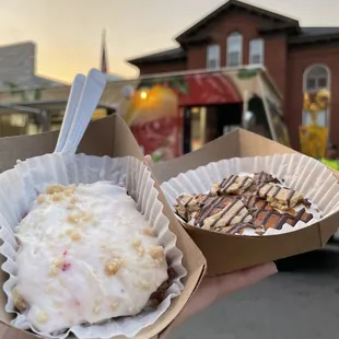 Strawberry cheesecake blondie and s'mores brownie