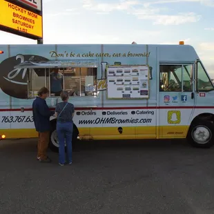 Outside of the food truck.