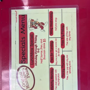 The Special Menu!