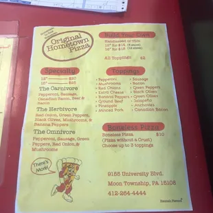 menu