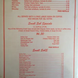 menu