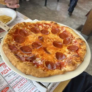 Small pepperoni pizza. My teenage son ate it all by himself.
