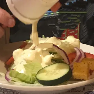 House salad ... excellent blue cheese dressing!