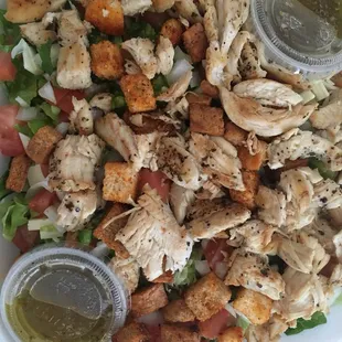 Marinated grilled chicken salad. $6.50 bit more after taxes, ask me... is it worth it? YES! Very good.