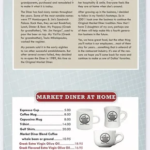 the menu of the restaurant