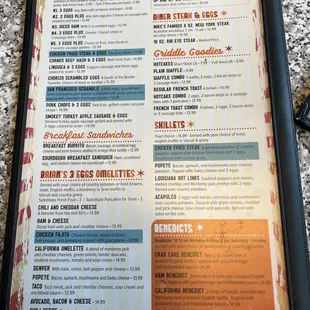 Breakfast menu