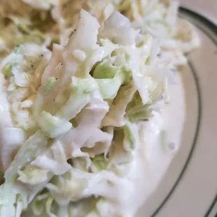 Their Famous Coleslaw.  Lot's of mayonnaise but still crispy and good.