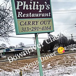 the sign for the restaurant