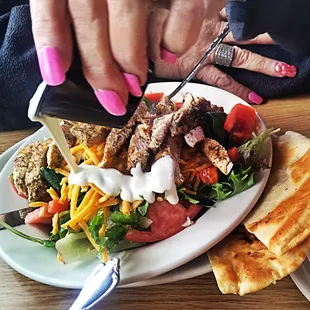 a plate of food with a fork and knife
